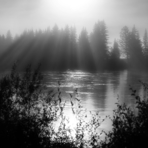 Черно-белая фотография Туманное утро на Иркуте
