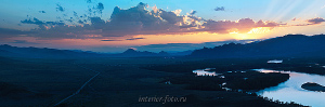 Панорама Закат на Енисее в Туве