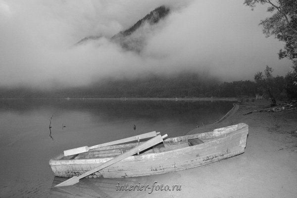 Черно-белое фото Телецкое озеро